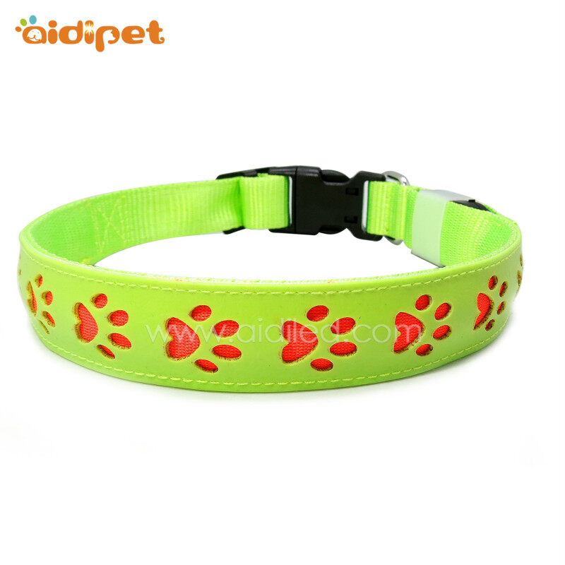 PU Leather Dog Collar USB Rechargeable Flashing Led Collar Pet for Night Walking Safety