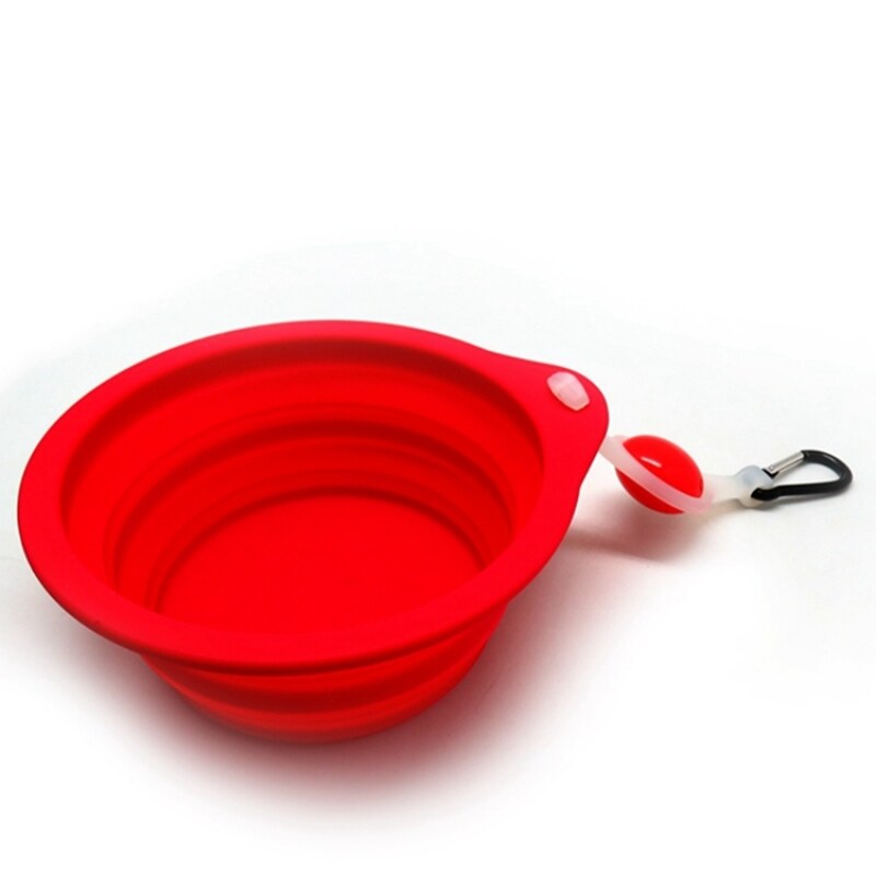 Collapsible Silicone Portable Dog Water Food Bowl with Hook for Travelling Walking Dogs(without led/stock item in low price)