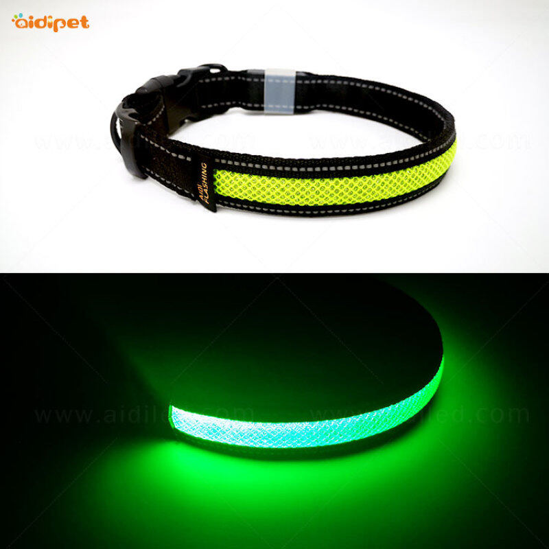 Nylon Glow In Night Pet Dog Collar Light Luminous Pet Collar with Custom Logo