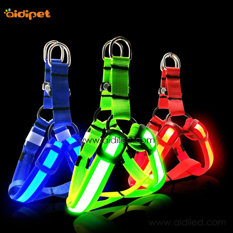 Nylon High Quality Dog Harness with USB Rechargeable Battery Light up Dog Harness Vest Led for Pet Night Safety