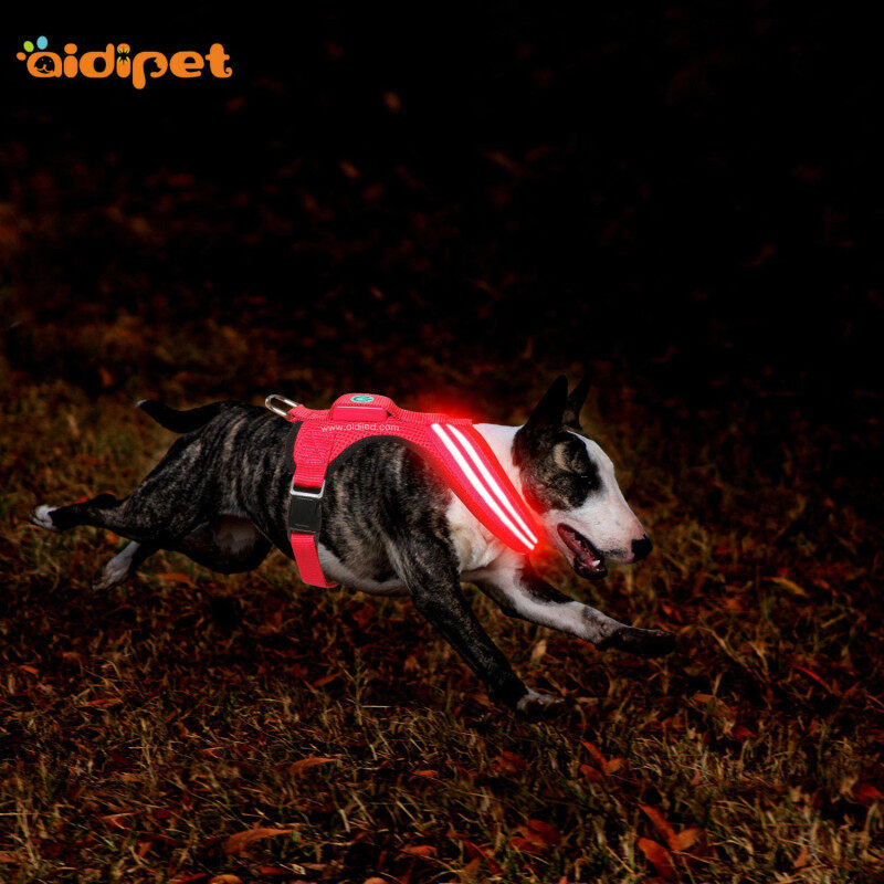 Nylon Safety Pet Dog Belt Harness Adjustable Glow LED Flash Flashing Light Up Harness LED Light Dog Safety Harness