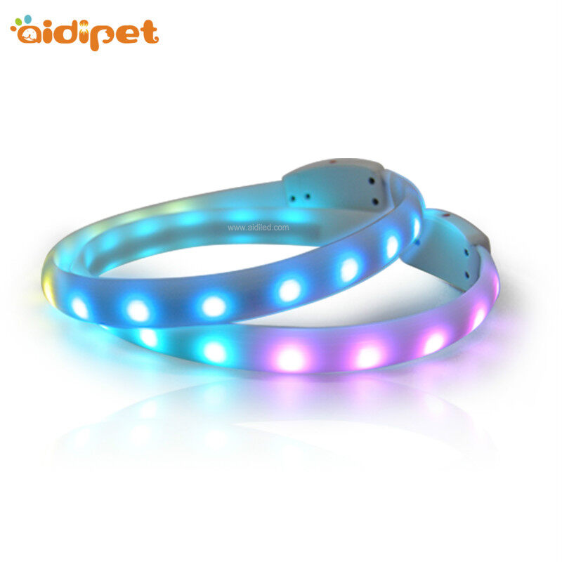 AIDI Flashing Light up Dog Collars Luminous Glow Led Customized Logo RGB Pet Collar