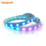 Solid Silicone Dog Collar with RGB Led Flashing Light Cuttable Waterproof Led Dog Collar