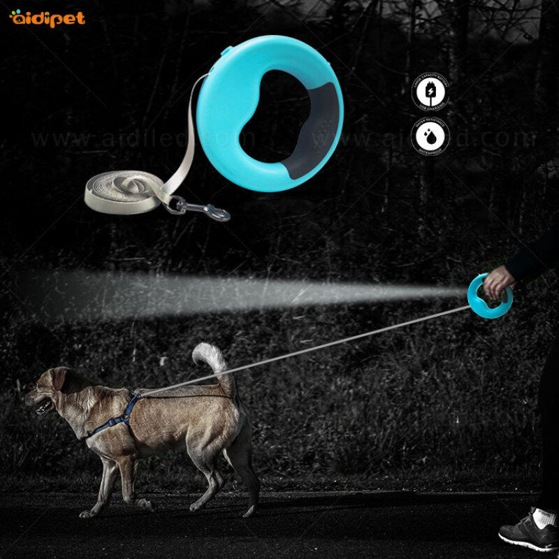 Hands free Led Retractable Dog Leash One Button Brake Pet Dog Leash Lead with Led Light