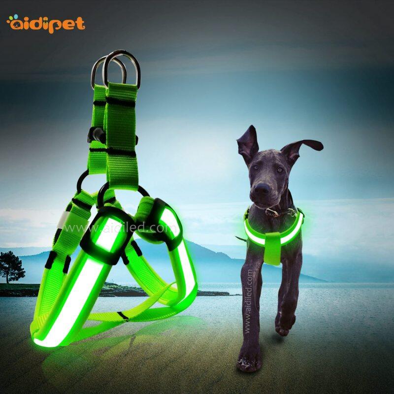 Amazon Best Seller Rechargeable Light Up No Pull Adjustable Vest Chest LED Pet Dog Harness