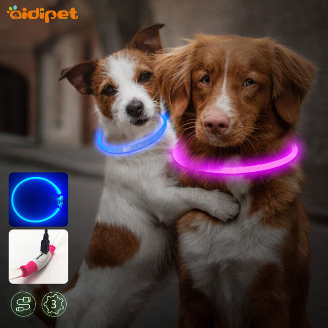 Bright Flashing Luminous Dog Collar Free Size Cuttable TPU Dog Collar Christmas Light Up in Dark Dog Collar Light