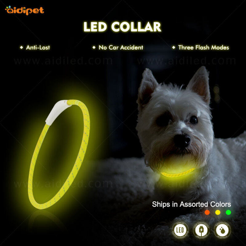 Led Collar Dog Polyester Cover Cuttable Adjustable Collar Led Perro Wholesale USB Rechargeable C2 LED Dog Collar