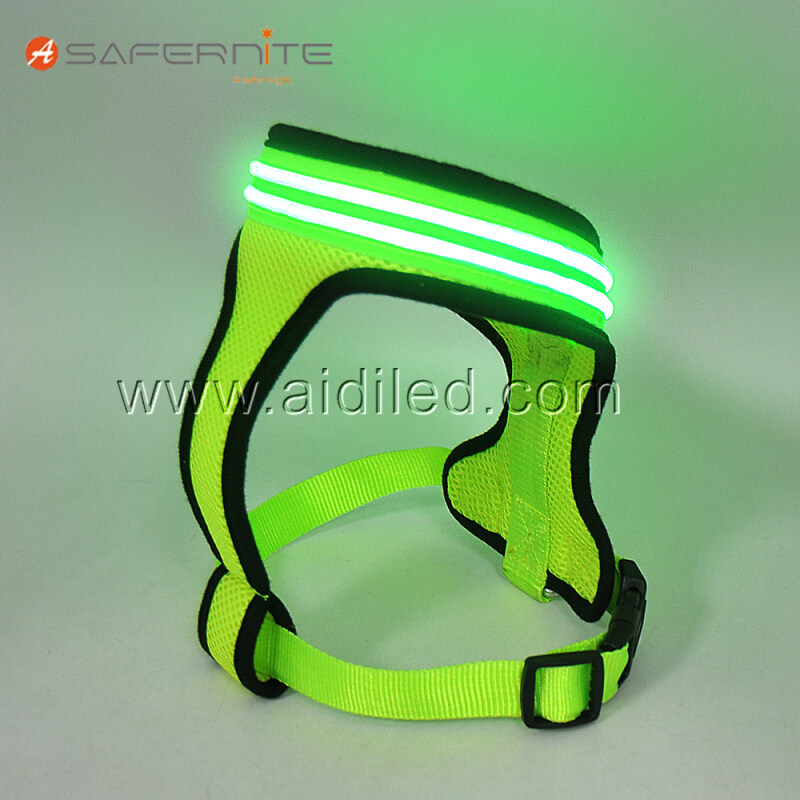 Dual Optical Fibers Led Harness for Dogs Good Quality Night Safety Reversible Harness Dog with Light