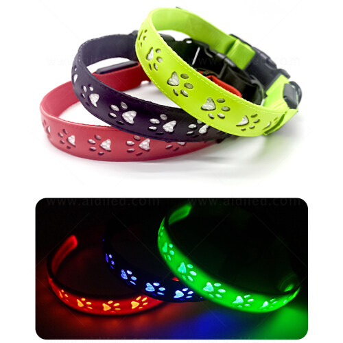 Led Dog Collar Lights Hollow Pattern PU Leather Wholesale Christmas  USB Rechargeable Flashing Dog Collar