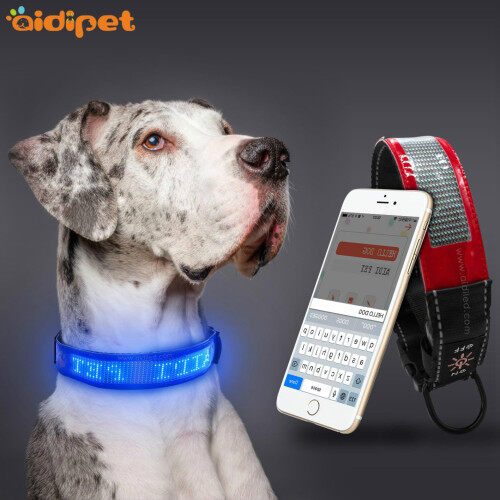 AIDI-C24 Led Programmable Dog Collar with Screen Display Dog Collar APP Control Anri-lost Led Dog Collar Rechargeable