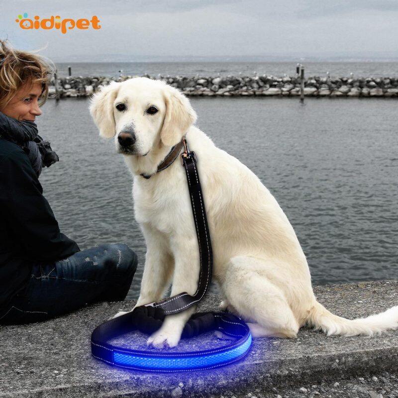 New arrival Light Up Led Pet Leash illuminating Dog Nylon Led leash for Pet Dogs Adjustable Dog Leash with Light