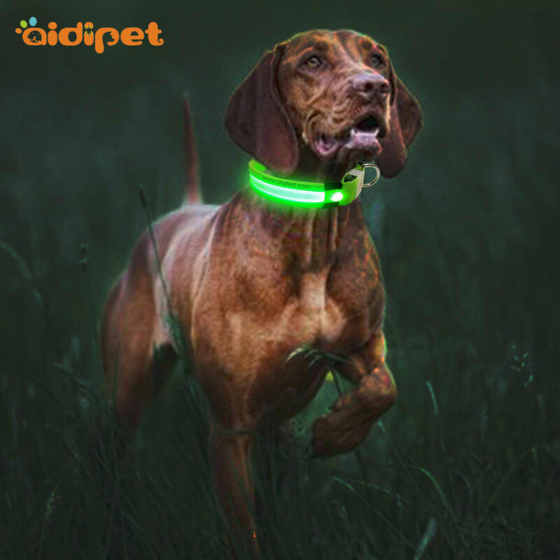 Collares De Luz Led Pet Dog Collar Nylon Luminous Fluorescent USB Rechargeable Pet Led Collar Water Proof