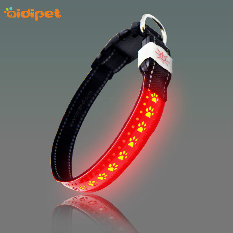 Pet Supplies Custom Wholesale Nylon Waterproof Rechargeable Luminous Glow Necklace Lighted Dog Collar