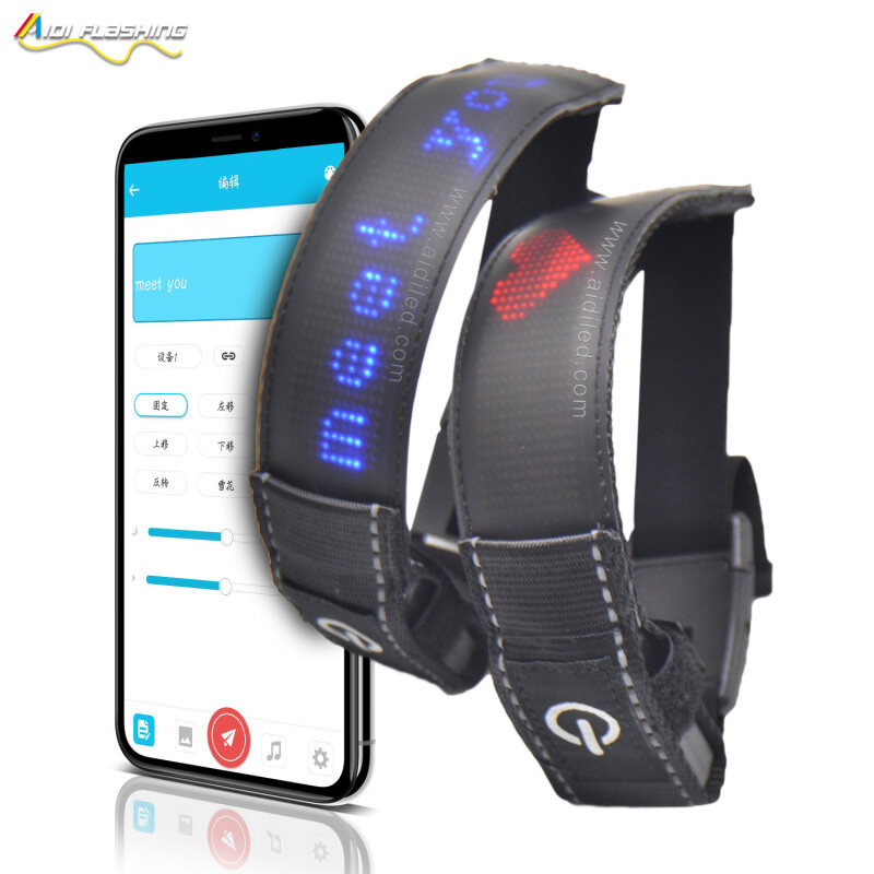 Led Display Armband APP Blue tooth Connection Controlled Flashing Running Flashing  Sports  Armband
