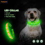 Led Collar Dog Flashing Light, Adjustable PU Dog Collar Print Paw Hollow Night Safety Led Dog Collar Spike