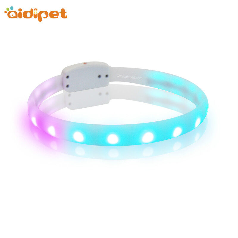 Flashing Led Light up Dog Collar USB Rechargeable Multiple Color Luminous RGB Silicone Dog Collar