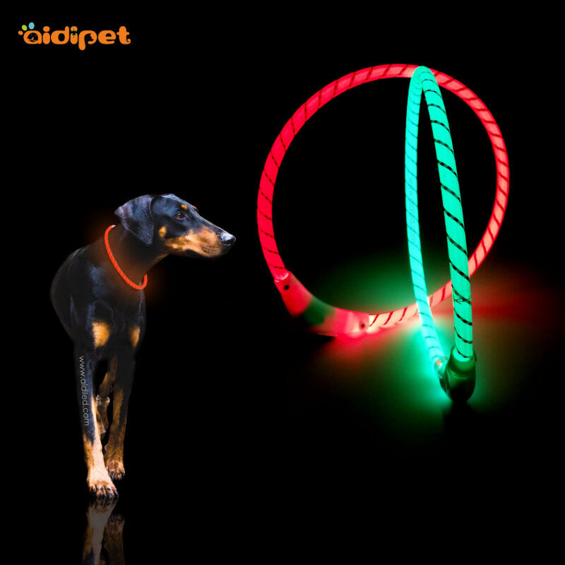 Dog Collar Led Para Perro Waterproof USB rechargeable Reflective Glow Nylon Led Light Collar Dog