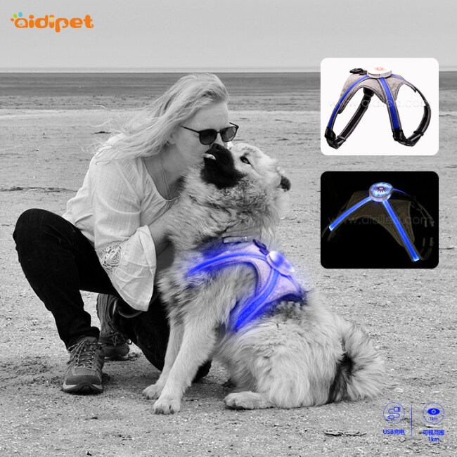 Adjustable Led Pet Harness for Big Medium Dogs Luminous RGB Large Dog Harness light Glow Training Dg Vest Reflective