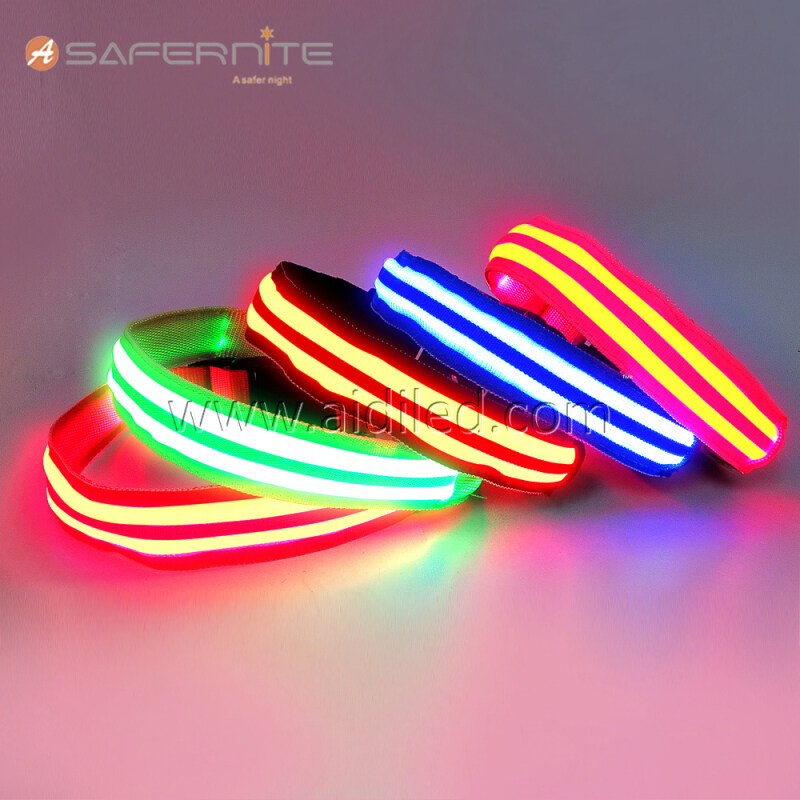 Dual Optical Fibers Nylon Led Collar for Dogs USB Charging Night Safety Dog Collar Factory 2 Years Warranty Night Light for Dogs