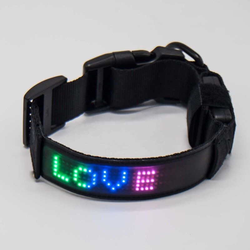AIDI-C25 Smart APP Controlled Led Dog Collar DIY Text Editing Collar Led Perro Display Night Safety Luminous Dog Collars