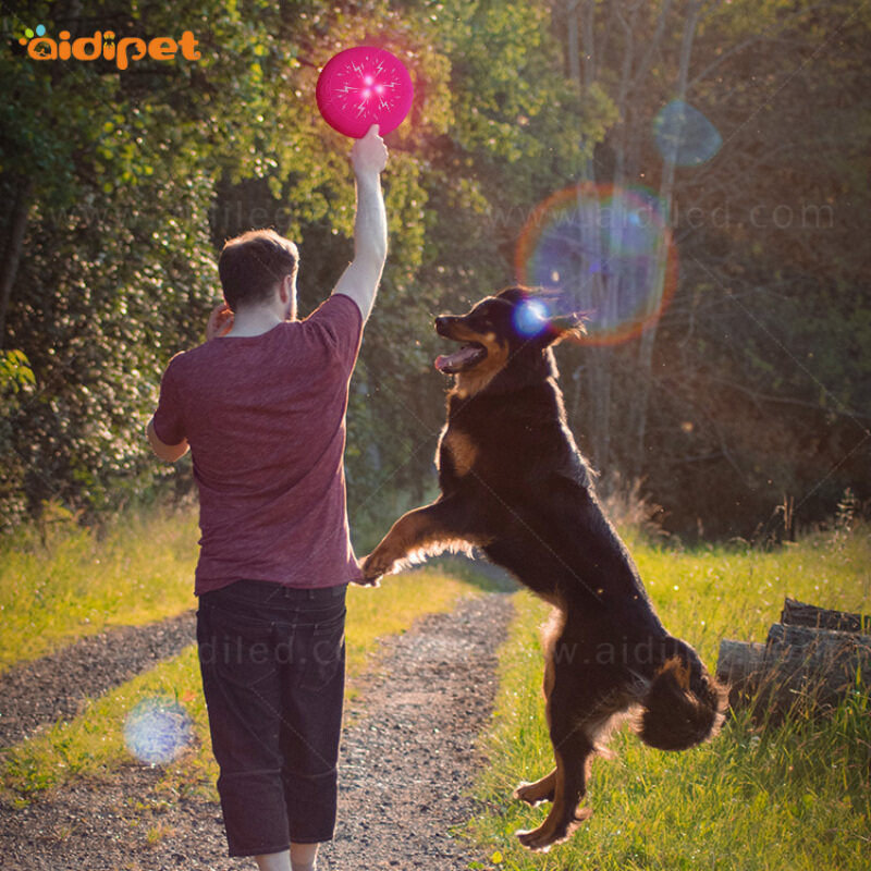 Interactive Led Flying Disc Toy Flashing Light up Dog Flying Disc Toy for Pet Playing Waterproof No Toxic Frisbeed