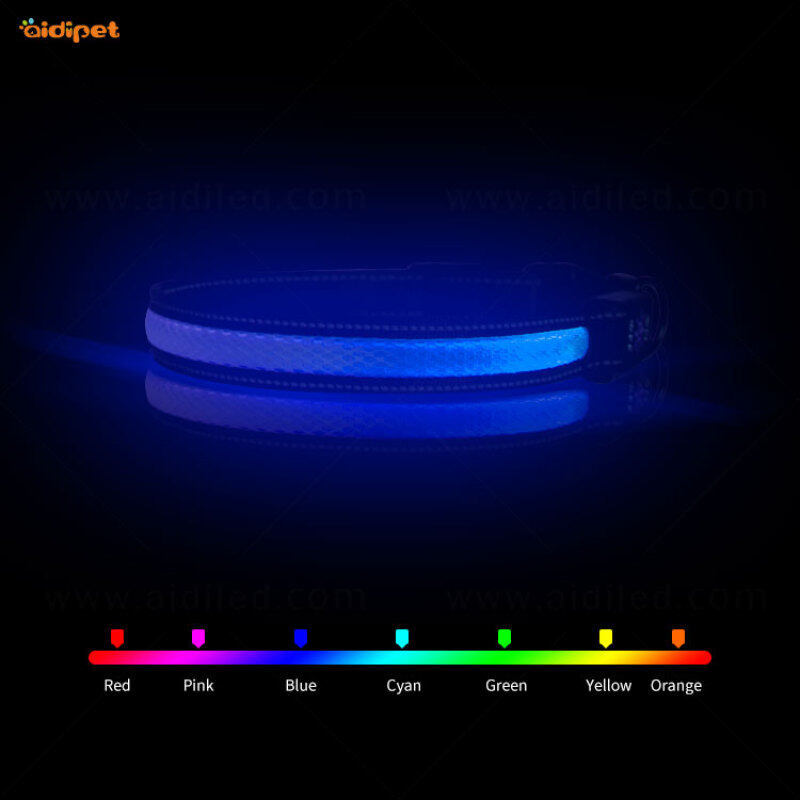 AIDI Flashing C-NEW5 RGB Multicolor Light Led Dog Collar USB Rechargeable More Than 10 Flashing Modes