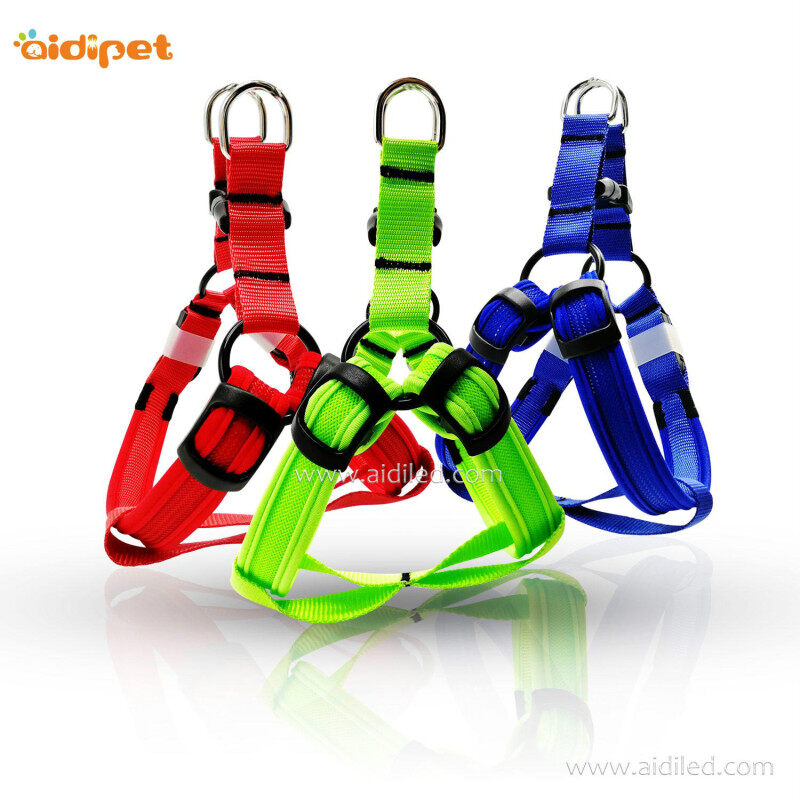 RGB Colorful Light Led Reflective Pet Dog Harness with USB Rechargeable Battery