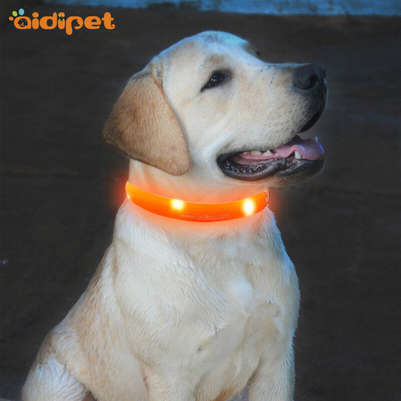 Waterproof  Light up Led Silicone Dog Collar USB Charging Luminous Dog Collar Necklace