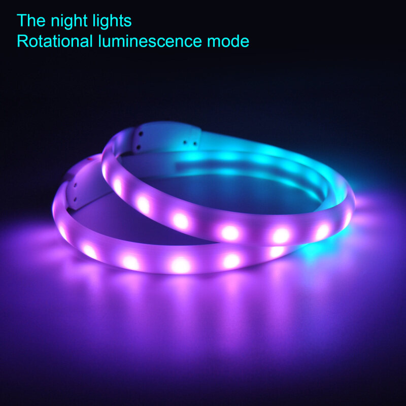 Bling Light Led Glow Collar with RGB Light 450mAh USB Battery Cuttable Dog Collar Silicone Light