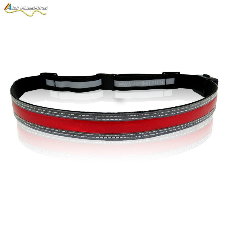 Led Light up Sport Waist Belt with USB Rechargeable Battery Reflective Adjustable Belt for Cycling