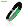 USB Rechargeable Hollow Pattern PU Leather Glowing Dog Collars Flashing at Night