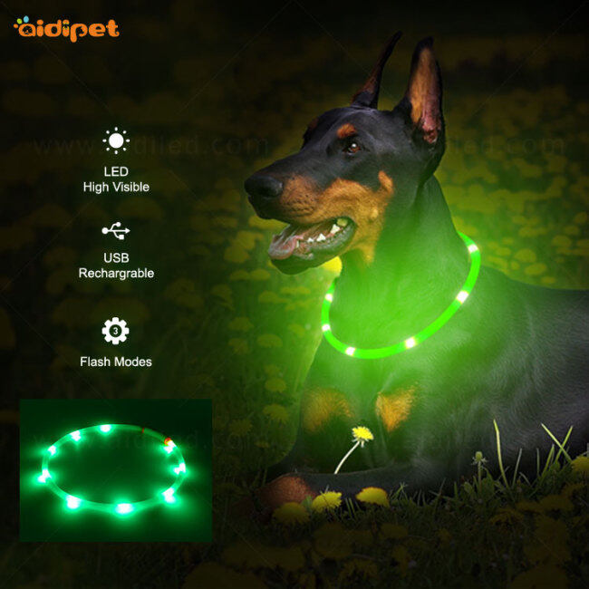 Collier de chien LED de sécurité pour animaux de compagnie réglable Night Walk