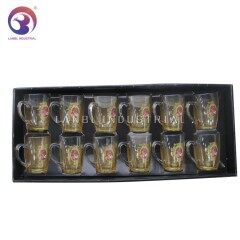Royal Arabic Wholesale High Quality 12pcs Sets Glass Cups Set Tea Sets with Gold Decal Design