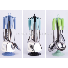 Wheat Straw Handle Stainless Steel Kitchen Cooking Tools Sets Kitchen Utensils