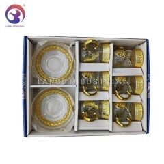 Wholesale  Glass Gold Cups and Saucers Arabic Tea Cup Set Glass Coffee Cup Saucer Set