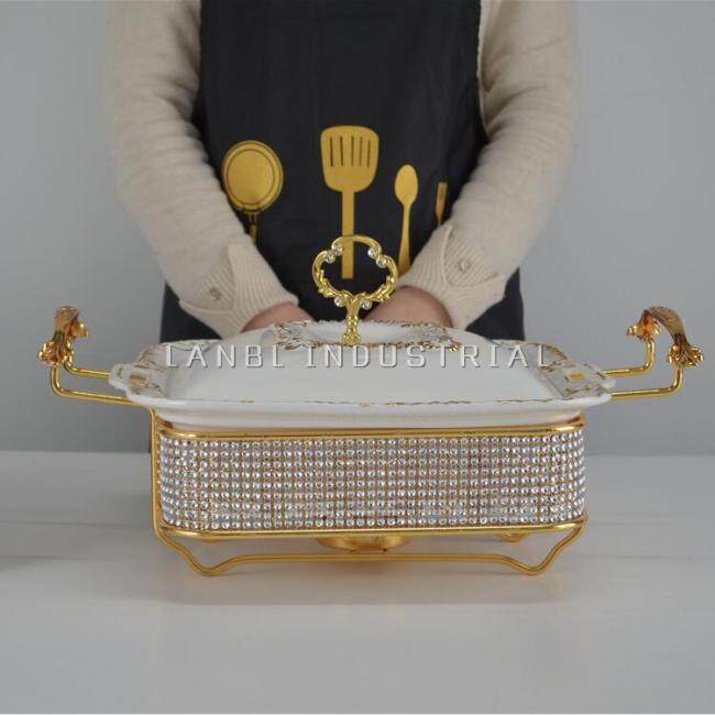 1.2L Ceramic Chafing Dishes Food Warmer Wedding Equiment Commercial Food Warmers  Buffet Heater Serving Chafing Dishes