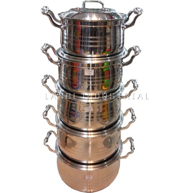 10pcs European Stainless Steel Yulan Set Pot Thick And Double Bottom Soup Pot Set