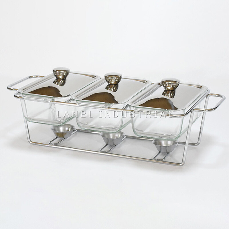 1.3L*3 Rectangular Gold And Silver Hotel Party Wedding Universal Heating Container Wholesale Chafing Dishes