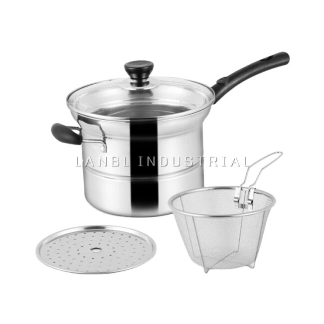High Quality Kitchenware Stainless Steel Noodle Pot with Steamer Colander Kitchenware Noodle Pot