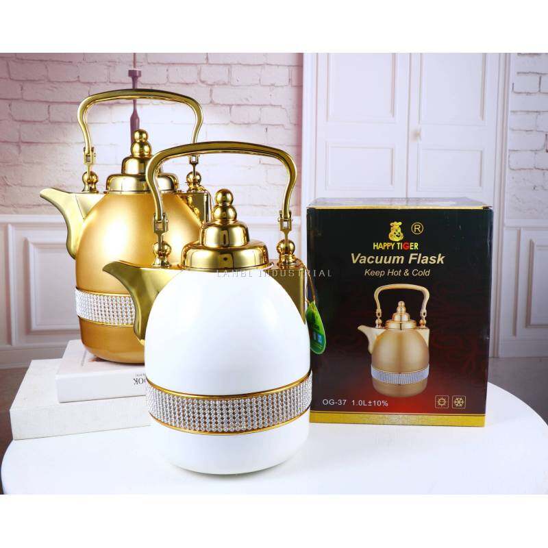 1.0L Arabic Style White Color Asbestos-free Glass Liner Insulated Vacuum Flask