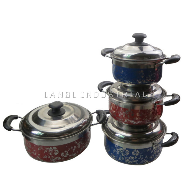 Korean Style 4 Pcs Stainless Steel Hot Pot Food Warmer Set with Decal Printing