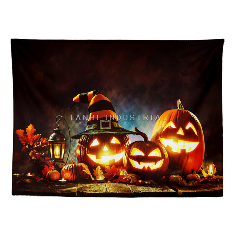 Halloween Themed Atmosphere Tapestry Halloween Family Party Decorated Tapestry