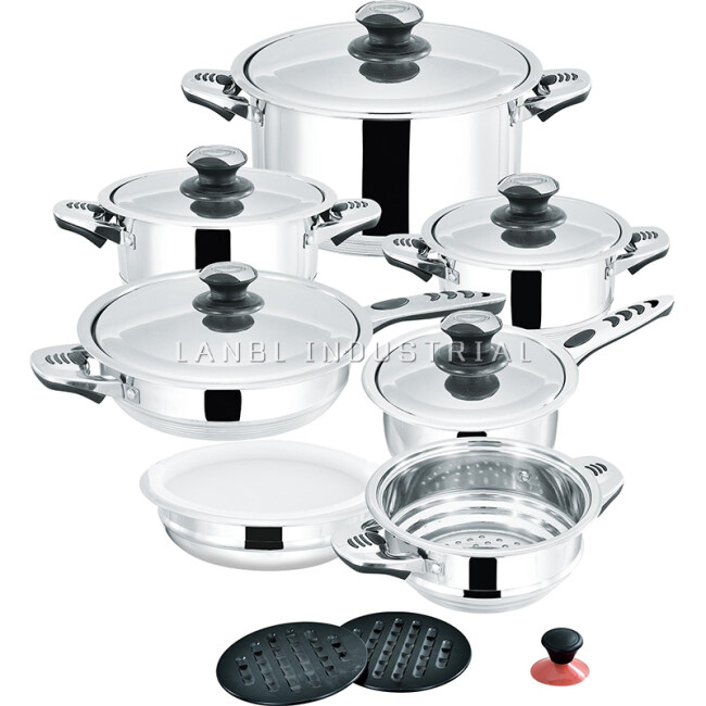 16-50 Peces Stainless Optional Glass Or Stainless Steel Cover Cookware Set Gift Set