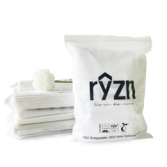 Low MOQ OEM Home Compostable Clothing Zipper Bag White Biodegradable Garment Apparel Packaging Bags