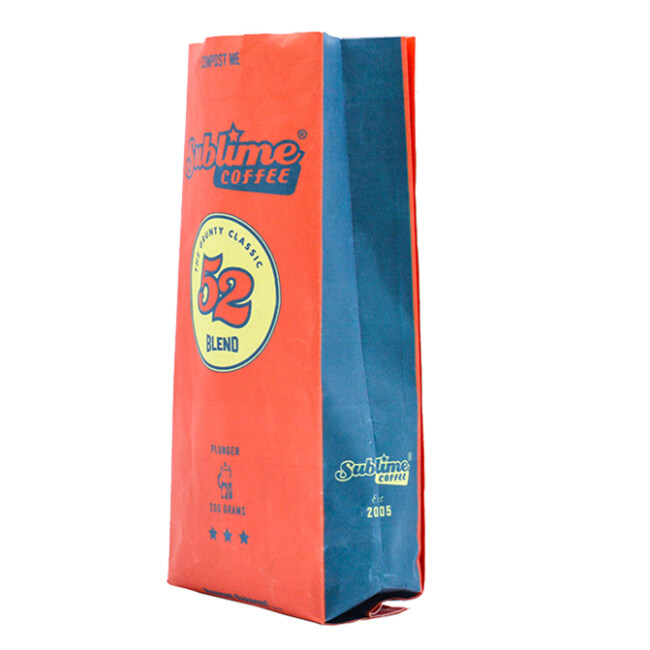 Compostable Coffee Bean Flour Packaging Food Bag PLA Biodegradable Side Gusset Kraft Paper Bags with Valve