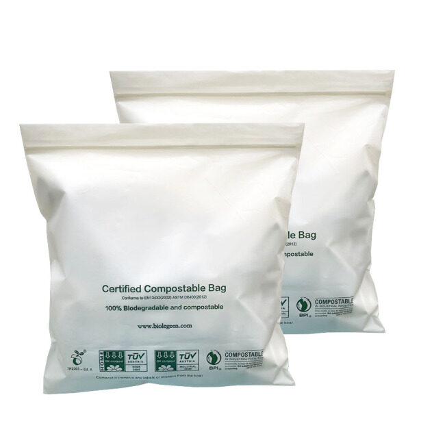 100% Biodegradable Cornstarch Cloth Packaging Bag Self Adhesive Compostable Plastic Bags