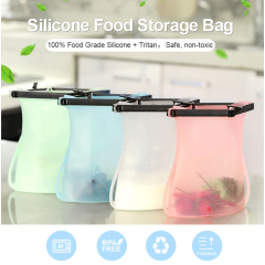Unique products silicon pouch bag transparent reusabl food storage silicone bag