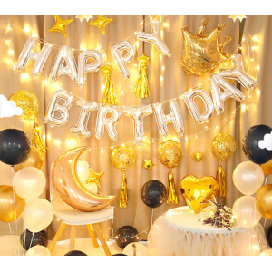 Black And Gold Balloons For Birthday Decor