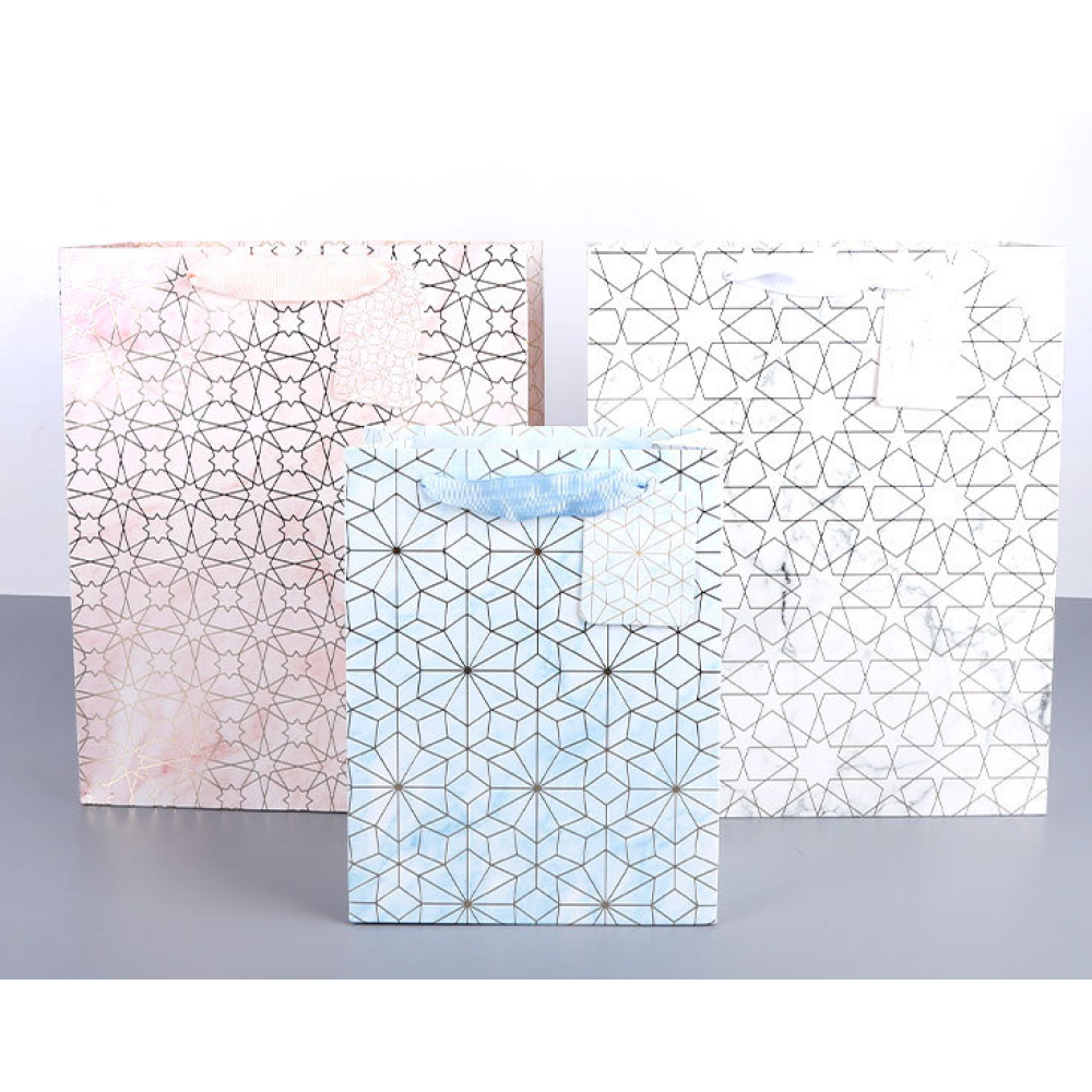 Cheap Paper Gift Bags With Handle Geometric Designs