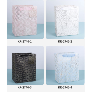 Cheap Paper Gift Bags With Handle Geometric Designs